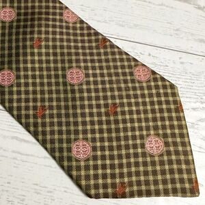 Etro Milano Mens 100% Silk Gingham Pattern Geometric Motif Tie 58" x 3.75"